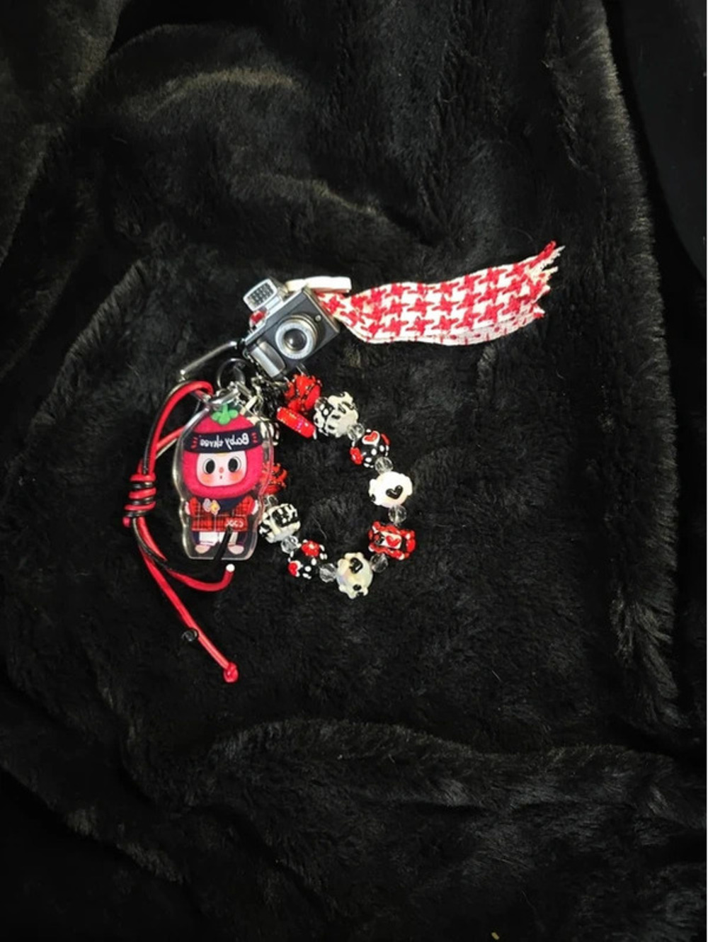Baby Three Keyring Black & Red